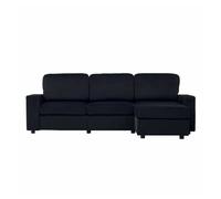 Sofá esquinero 3 plazas - con almacenamiento, chaise longue, muelles ensacados, fundas extraíbles, diseño moderno - negro