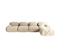 Sofá esquinero 4 plazas - 32d almohadillado de alta elasticidad, antideslizante, con chaiselongue, brazos extra anchos, combinable, sin montaje - beige