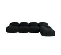 Sofá esquinero 4 plazas - 32d espuma de alta elasticidad, antideslizante, con chaiselongue, brazos extra anchos, combinable sin montaje - negro