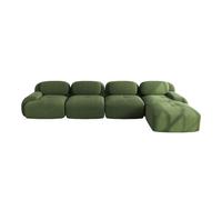 Sofá esquinero 4 plazas - con 32d acolchado de alta elasticidad, antideslizante, con chaise longue, brazos extra anchos, combinable sin montaje - verde