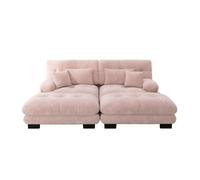 Sofá esquinero cloud 2 plazas - chenille con 2 cojines lumbar y 2 cojines decorativos, con 2 otomanes - rosa