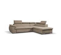 Sofá esquinero con función de cama y cajón, color beige, esquina derecha