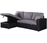 Habitat et Jardin Sofá esquinero Convertible Alain - 3 plazas - Gris/Negro