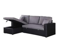 Sofá Esquinero Convertible "alain" - 3 Plazas - Gris / Negro