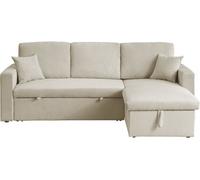 Habitat y Jardin - Sofá esquinero convertible de pana - 3 asientos - Beige Beige