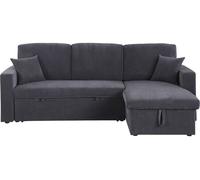 Sofá esquinero convertible de pana - 3 asientos - gris