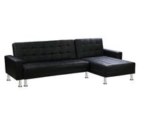 Habitat y Jardin - Sofá esquinero convertible y reversible "Theo" - 4 plazas - Negro Black