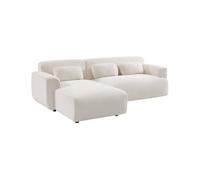 sweeek - Sofá esquinero de borreguito, 3 plazas , Wallas borreguito , 196x151x73 Crema