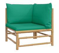 vidaXL Sofá esquinero de jardín de bambú con cojines Verde 65x69x69 cm