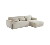 sweeek-Sofá esquinero de Pana, 3 plazas Gris Beige - 196x151x73 cm
