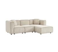 Sofá esquinero derecha de tela liso, 3 plazas Beige