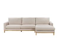 Sofá Esquinero Elegante Patas De Madera Tapizado De Tela Beige Izquierdo Siggard