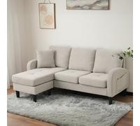 Sofá esquinero en forma de L con chaise longue - Sofá de 3 plazas, 166 x 118 x 77 cm, tela de lino de algodón transpirable, patas de plástico, diseño modular, ideal para salones, apartamentos y