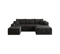 Sofá esquinero en l 241cm - 3 plazas, diseño moderno minimalista, asiento profundo - negro