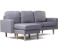 Habitat y Jardin - Sofá esquinero en tela "Gabby" - 3 plazas - Gris claro Gray