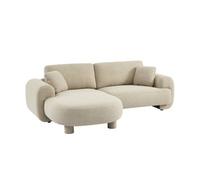 sweeek-Sofá esquinero Izquierdo con Patas Redondas, 3 plazas Beige - 231x160x88 cm