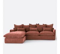 Sofá esquinero izquierdo desenfundable de 4 plazas, poliéster jaspeado, ODNA. Talla ángulo izquierdo. Color Ladrillo rosado