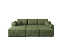 Sofá esquinero l 241 cm - diseño moderno minimalista, asiento profundo y confortable sin montaje - verde
