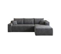 Sofá esquinero l 241 cm - moderno minimalista, asiento profundo, 3 plazas, sin montaje - gris oscuro