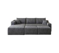 Sofá esquinero l 241 cm - modular minimalista de 3 plazas con asiento profundo - gris oscuro