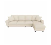 Sofá esquinero l 280x136x82 cm - modular de chenilla con chaise longue, almacenamiento y respaldo reclinable con portavasos - beige