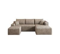 Sofá esquinero l de 241 cm - diseño moderno minimalista, asiento profundo, 3 plazas - camel
