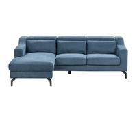 Sofá Esquinero Moderno 4 Plazas Chaise Longue Reposacabezas Ajustable Chenilla Azul Derecho Glosli
