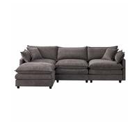 Sofá esquinero modular 3 plazas - con chaise longue y taburete, tela chenilla premium, cómodo y transpirable - gris