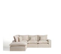 Sofá esquinero modular Anarela de 4 plazas con funda extraíble de lino y viscosa.
