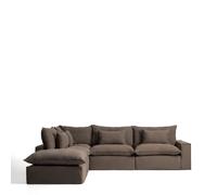 Sofá esquinero modular Anarela de 6 plazas con funda extraíble de lino.