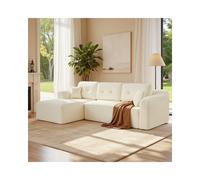 Sofá esquinero modular con chaise longue izquierda cómoda Blanco Crema