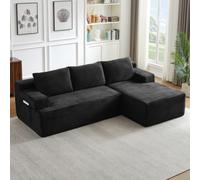 Sofá esquinero modular de 238 cm, no requiere montaje, funda de pana, forma | Sofá cama de 3 plazas Boneless Cloud con chaise longue en forma de L para salón, dormitorio, apartamento