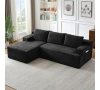 Sofá esquinero modular de 238 cm, no requiere montaje, funda de pana, forma | Sofá cama de 3 plazas Boneless Cloud con chaise longue en forma de L para salón, dormitorio, apartamento