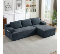 Sofá esquinero modular de 238 cm, no requiere montaje, funda de pana, forma | Sofá cama de 3 plazas Boneless Cloud con chaise longue en forma de L para salón, dormitorio, apartamento