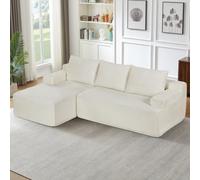 Sofá esquinero modular de 238 cm, no requiere montaje, funda de pana, forma | Sofá cama de 3 plazas Boneless Cloud con chaise longue en forma de L para salón, dormitorio, apartamento