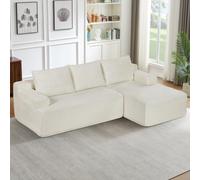 Sofá esquinero modular de 238 cm, no requiere montaje, funda de pana, forma | Sofá cama de 3 plazas Boneless Cloud con chaise longue en forma de L para salón, dormitorio, apartamento