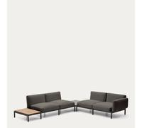 Sofá esquinero modular de exterior Sorells de 4 plazas con tapicería.