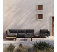 Sofá esquinero modular de exterior Sorells de 5 plazas con tapicería.