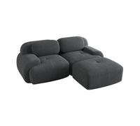 Sofá esquinero modular de pana con chaise longue y reposabrazos curvos (flareclar)