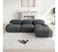 Sofá esquinero modular de pana, sin montaje, apto para mascotas, color gris