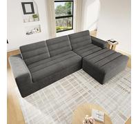 Sofá esquinero modular en forma de L, sofá de 3 plazas,Boneless couch,Tela de pana,Sofá nube comprimido,Sin marco,No requiere ensamblaje,Adecuado para salones y apartamentos,Gris oscuro