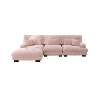Sofá esquinero modular grande - sofá cloud l-forma para salón, sofá cama profundo con ottoman, corduroy, chenille rosa