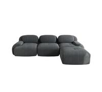 Sofá esquinero modular - sin montaje, ergonómico, apto para mascotas, cordón con brazos extra anchos y acolchado 32d - gris