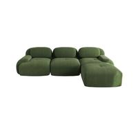 Sofá esquinero modular - sin montaje, ergonómico, apto para mascotas, cordón con brazos extra anchos y acolchado 32d - verde