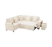 Sofá esquinero rinconera 5 plazas fija izquierdo de tela,beige