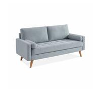 Sofá estilo escandinavo en tela lisa, 3 plazas gris claro - 177x85.5x69.5 cm