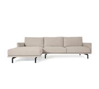 Sofá Galene de 3 plazas con chaise longue izquierda, color beige, 254 cm.