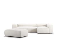 Sofá Grand de 4 Plazas con Diván Abierto y Reposapiés Derecho, Color Vapor/ Blanco