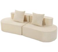 Sofá HOMCOM Cloud de 3 plazas, sin estructura rígida, con amplio y profundo asiento, color beige