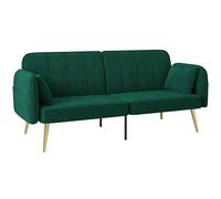 Sofá HOMCOM de 2 plazas, sofá cama, sofá clic clac en tela de terciopelo con respaldo ajustable y cojines para sala de estar